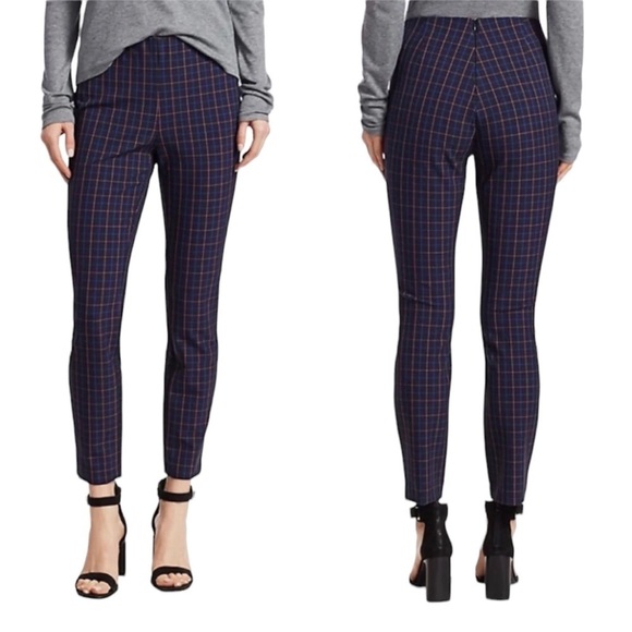 Rag & Bone Plaid Pants Ankle Women’s Size 2 Simone Navy Blue Pink Like New